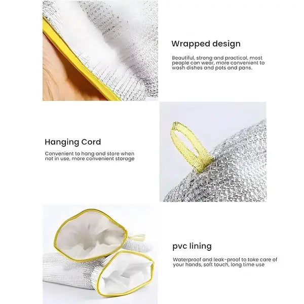 🧤 Multipurpose Wire Dishwashing Gloves | Steel Wire Cleaning Glove for Kitchen, Pots & Dishes