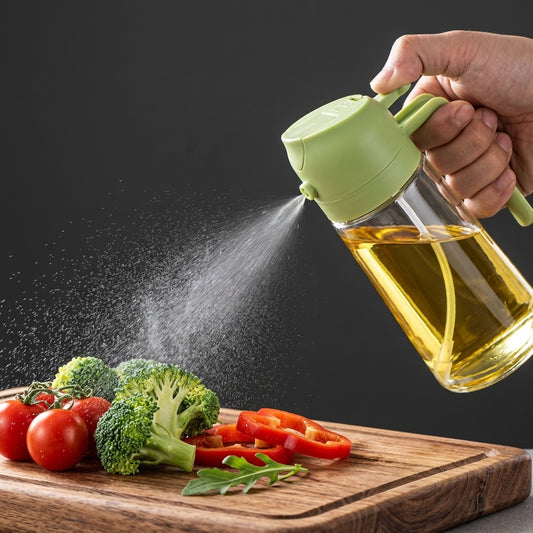 2-in-1 Oil Spray Bottle & Dispenser 400ml | Glass Cooking Oil Sprayer for Air Fryer, BBQ, Baking & Salad