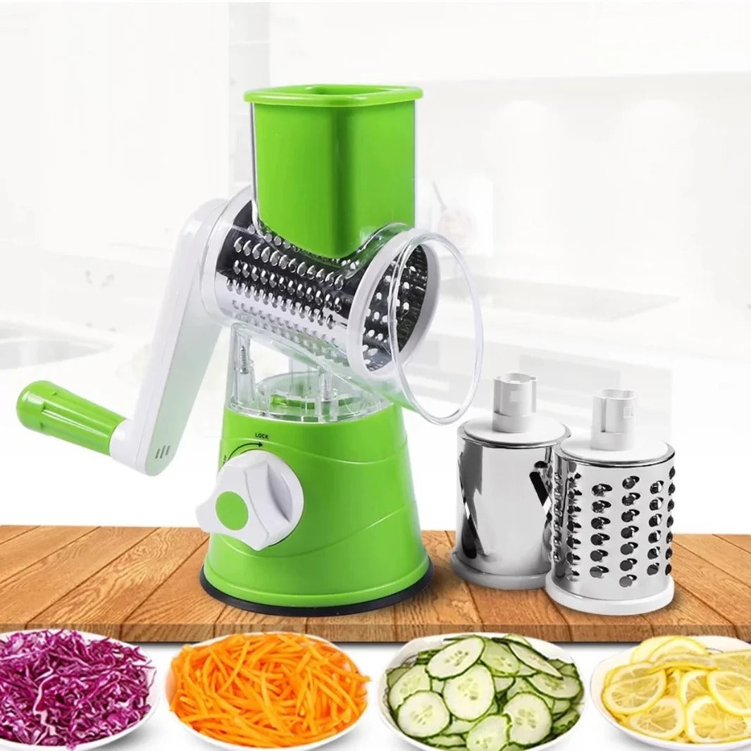 🥕 3-in-1 Manual Vegetable Cutter & Drum Grater