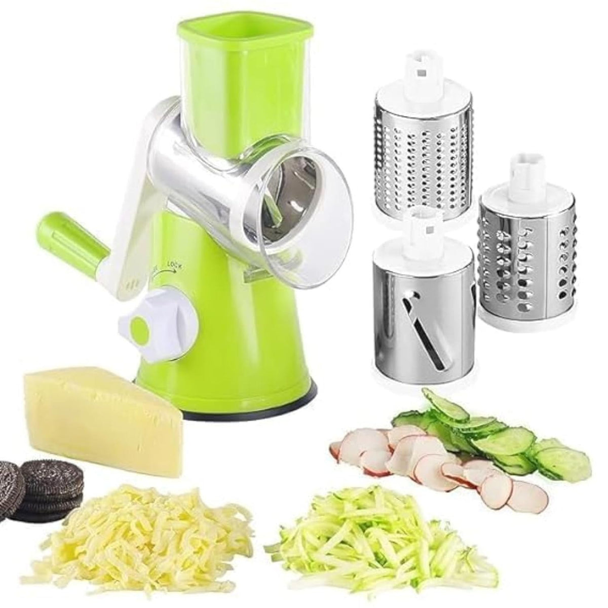 🥕 3-in-1 Manual Vegetable Cutter & Drum Grater